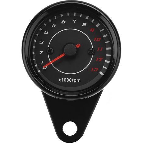 Tachymètre rétro-éclairé pour moto, compteur de vitesse, jauge en aluminium, botier noir, cadran noir (1/5)