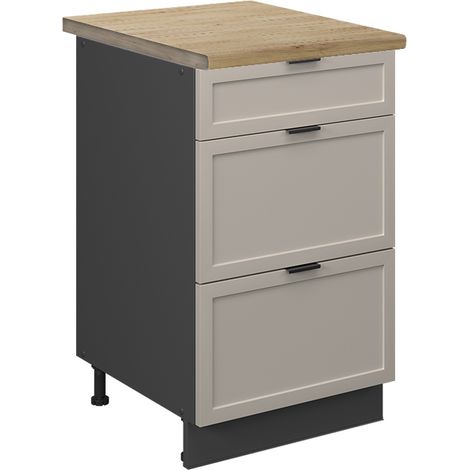 Mobiletto base per cucina Fame-Line, GrigioBeige, 50 cm , PL Rovere, Vicco