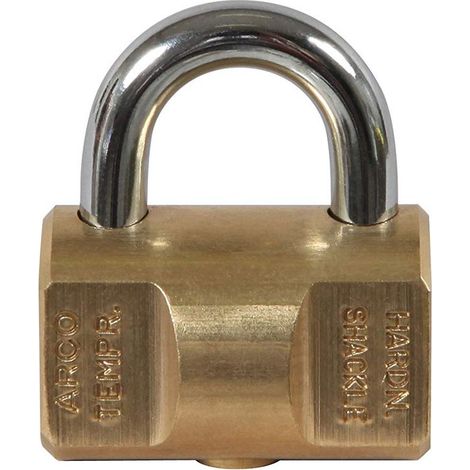 Viro Lucchetto Antiscasso, Cilindrico, Base 40 mm in Ottone Massiccio, Arco in Acciaio, Chiusura a Scatto, 2 Chiavi in Dotazione