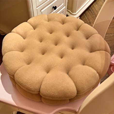 Coussin épais en forme de biscuit sandwich, coussin de siège, coussin de tabouret, coussin de tête de lit pour chambre d'enfant en résidence étudiante, coussin de fesses, couleur amande/450 g (1/5)
