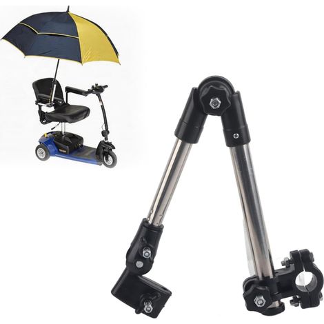 Support de Parapluie de Réglable à 360°, Extensible Porte de Parapluie de Vélo, Fauteuils Roulants Parapluie en Acier Inoxydable pour Vélo Marcheur (1/5)