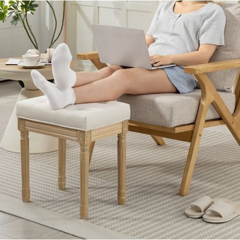 Taburete tapizado 42 x 32 x 46,5 cm beige HAVRYA (1/5)