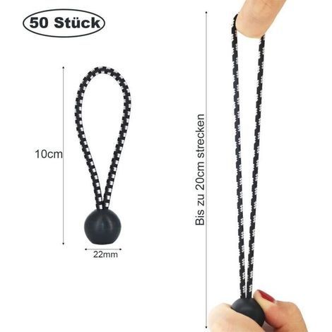 50 Spanngurte, 10 cm Planenspanngurte, Spanngurte, elastische Spanngurte, Gummispanngurte mit Kugeln für Pavillon, Flugzeug, Zelt, Vorhänge, Banner, Camping – TRIME (1/3)