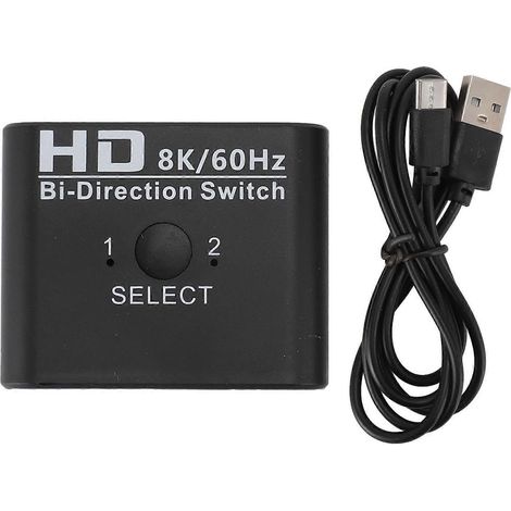 Commutateur multimédia haute définition, 8K 60 Hz, 1 entrée, 2 sorties, 2 entrées, 1 sortie, distributeur d'interface multimédia haute définition bidirectionnel. (1/5)