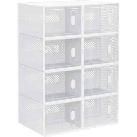HOMCOM Lot de 8 boites cubes rangement à chaussures modulable avec portes transparentes - 25 x 35 x 19 cm