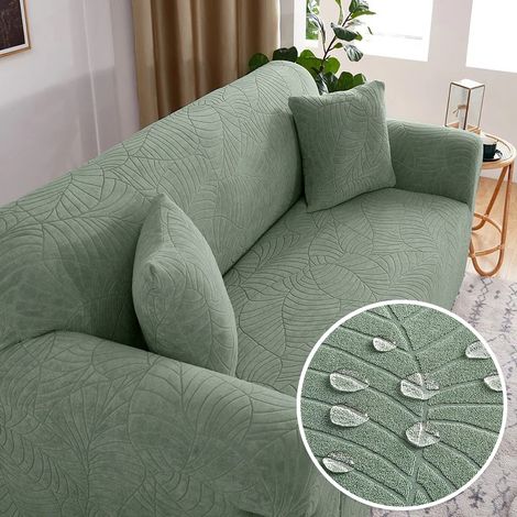 Fodera per divano multifunzione impermeabile in tessuto jacquard con elastico integrato – Copridivano per 3 posti (190–230 cm), colore verde prato, senza fodera per cuscini
