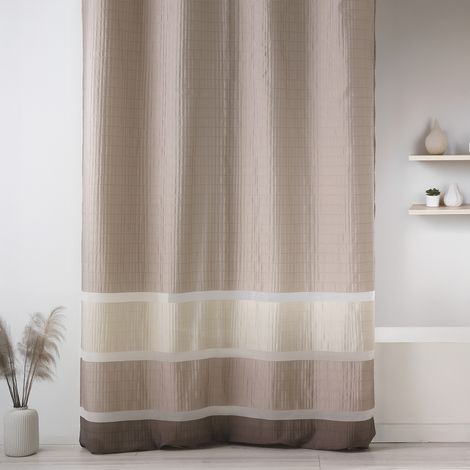 Voilage fantaisie tissée avec rayures horizontales Taupe 140x240 cm