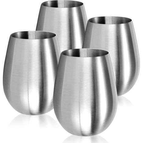 4x verre à vin en acier inoxydable, tasse à vin 500 ml pour le voyage, tasse en acier inoxydable à emporter, gobelet à vin sans pied (1/5)