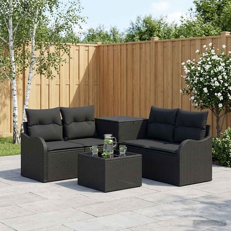 vidaXL Set di divani 6 pz Nero Rattan sintetico e Acciaio (1/5)