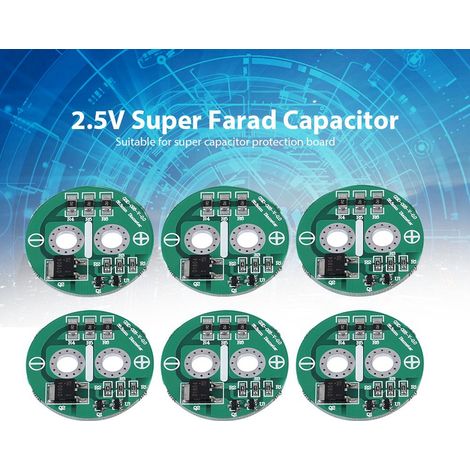 6 pièces Super Condensateur 2.5V avec Carte de Protection et Plaque de Limitation Module