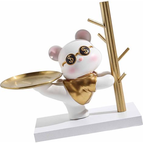 Porte-clés Mural Mignon Ours avec Plateau pour Entrée, Chambre, Décor Maison 31,5x15x27cm (1/5)