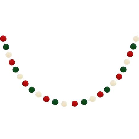 Guirlande De Boules En Feutre - 2 M - Rouge Blanc Vert - Décoration De Noël Pour Arbre Mur Cheminée - 20 Pièces (1/5)