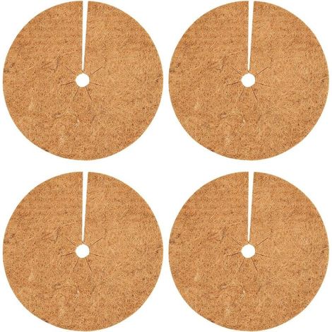 Lot de 4 coques de protection en noix de coco de 20 cm pour pots de fleurs, tapis de protection contre les mauvaises herbes, plantes d'hiver en plein air (1/5)