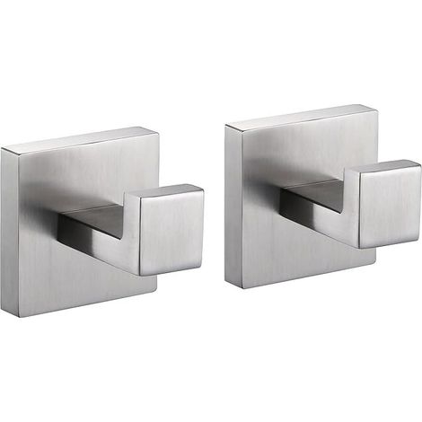 Ganchos autoadhesivos para toallas - 2 ganchos - Fijación con tornillos - Acero inoxidable 5 x 5 x 4,5 cm (1/5)