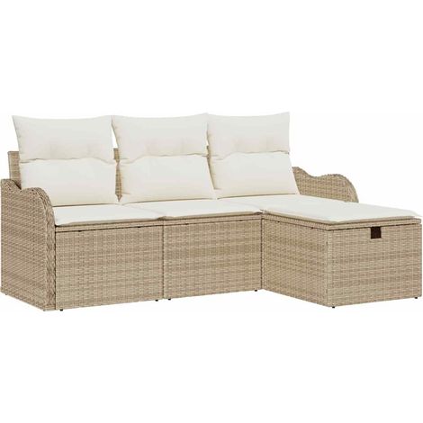 Garden Sofa Set with Cushion with Storage 4 pcs Poly rattan vidaXL