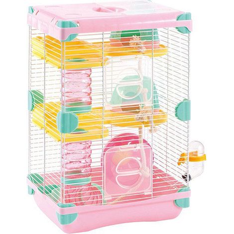 Habitat pour Rongeurs Cage Multi-niveaux pour Hamster Nain Lapin Nain Accessoires Inclus Système de Tunnel Amusant-27.5x20.5x42.5cm (1/4)