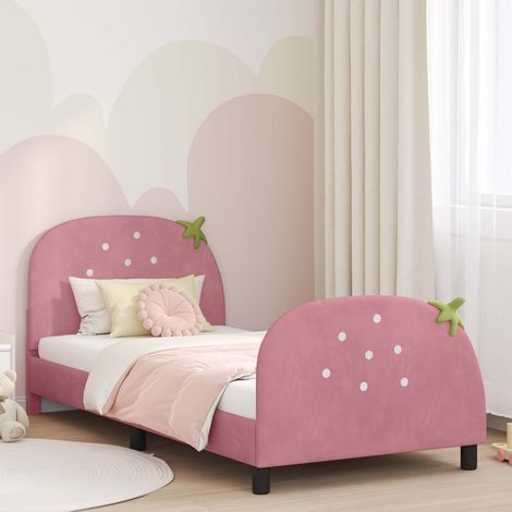 Kinderbettgestell mit Kopfteil Rosa 80 x 200 cm Samt