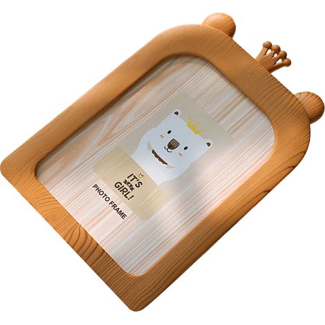 Cadre photo créatif mignon de style dessin animé, 18 cm, décoration de bureau ou murale pour chambre d'enfant, couronne marron (1/5)