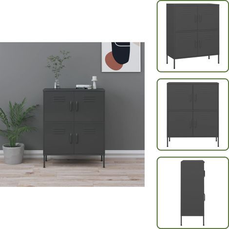 Armadio con ripiani regolabili - vidaXL Armadietto Antracite 80x35x101,5 cm in Acciaio - Armadio con livellatori