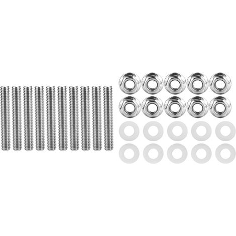 Kit 10 goujons et écrous inox pour collecteur échappement Honda Acura moteurs séries B C D F H argent (1/5)