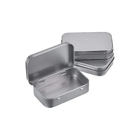 Set mit 3 leeren, rechteckigen Metallboxen in Silber, Mini-Tragebox, kleine Aufbewahrungsbox (1/5)