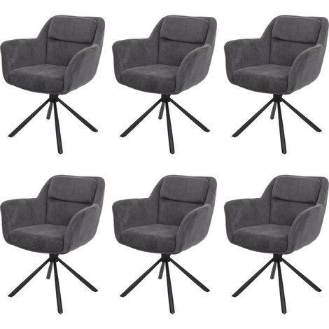 [NUNCA USADO] Juego de 6 sillas de comedor HHG-659, silla de cocina Silla, posición automática giratoria, tejido MVG, gris pana (1/5)