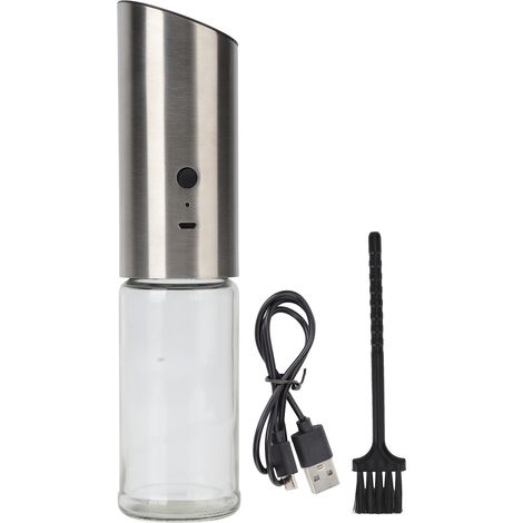Moulin à poivre électrique en acier inoxydable portable, rechargeable USB, 2 tailles de mouture réglables, automatique (1/5)