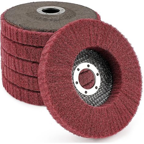 Lot de 6 Disque de Ponçage à Lamelles en Fibre de Nylon, 12.5 x 2.2 cm -320 Grit Roue de Polissage pour Meuleuse d'angle, Pour le nettoyage, l'ébavurage et l'élimination de la rouille (1/5)
