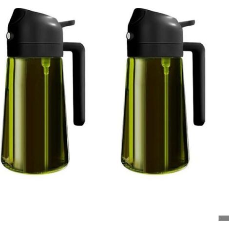 Pulvérisateur Huile - Verre Vert Alimentaire 470 ml - Double Fonction Pulvérisation et Versement - Cuisine Maison Grillade Vinaigrette (1/5)