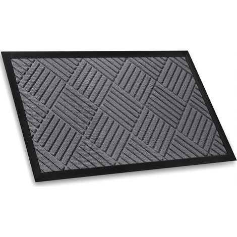 Tapis de Porte intérieur et extérieur, 45 x 75 cm, Gris, Tapis de Porte d'entrée, Tapis de Porte d'entrée antidérapant, Paillasson intérieur et extérieur avec Support en Caoutchouc Naturel (1/5)