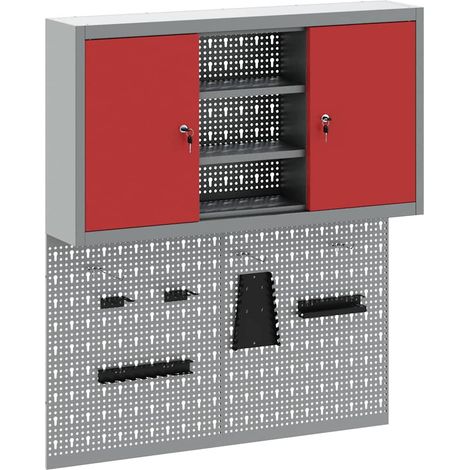 Maison Exclusive - Set di armadi per attrezzi con lo scaffale 3 pcs Rosso