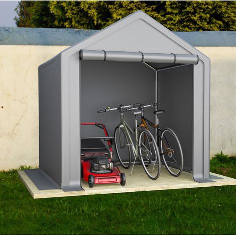 Abri vélo extérieur 190 x 170 x 200 cm, structure en acier galvanisé, toile PE imperméable 170 g/m², gris foncé, pour jardin et terrasse - CHICFURN (1/5)