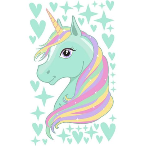 Stickers muraux décoratifs adhésifs motif licorne et cœur en (1/5)