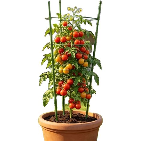 Soportes para plantas, acero resistente, diseño de 3 anillos, verde (1/5)