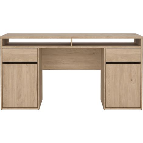 FunctionPlus Schreibtisch 2 Türen 2 Schubladen Nussbaum dekor. (1/5)