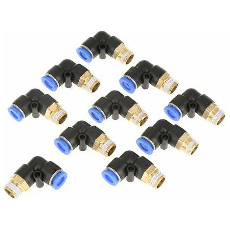 Pair - Lot de 10 raccords rapides pneumatiques 8mm – Connecteurs en laiton pour tuyaux – Haute pression jusqu'à 1,32 Mpa – Installation facile 360° - 10pcs (1/5)