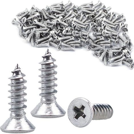 Vis Autotaraudeuse - Tête Plate - M3 x 10 mm - Filetage Complet - Pour Bois et Tôles Minces - Lot de 200 Pièces (1/5)