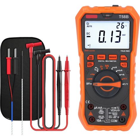 Digital Multimeter 9999 Counts Auto Range Backlit Screen Data Hold Voltage Current Meter for Repair Maintenance