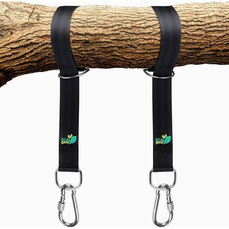 Sangle de Suspension - 2 Pièces - 1,5 m - Charge Maximale 900 kg - Mousqueton à Verrouillage Automatique - Pour Balançoire d'Arbre et Hamac