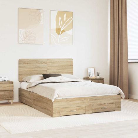Estructura de cama con cabecera Roble  150 x 200 cm