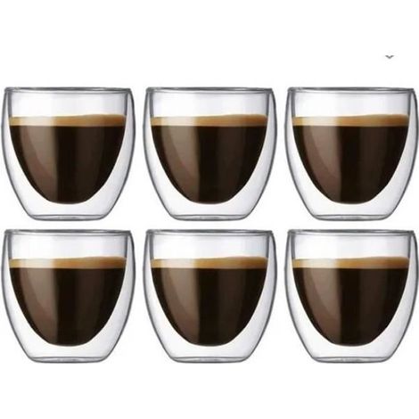 Verres à expresso double paroi Creano - Lot de 6x80 ml - Effet flottant - Verre borosilicate (1/4)