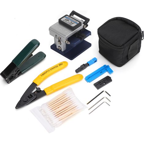 Kit de herramientas para pelar y empalmar fibra óptica FTTH con cortadora FC-6S (1/5)
