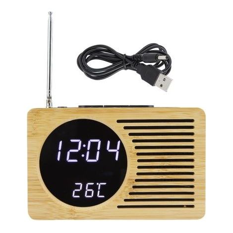 Réveil Numérique LED avec Thermomètre Radio FM USB Affichage Heure et Température (1/4)