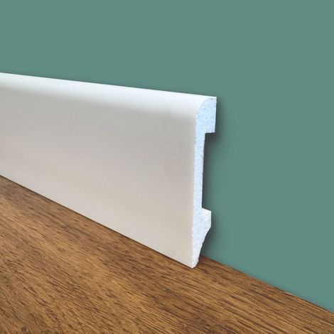 Battiscopa BC in POLIMERI linea BASICBOARD  75x14mm - BIANCO pitturabile (prezzo al metro)