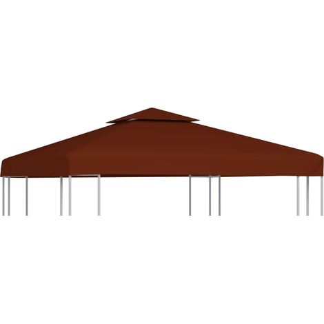 Toldo de cenador 2 niveles terracota 310 g/m² 3x3 m vidaXL