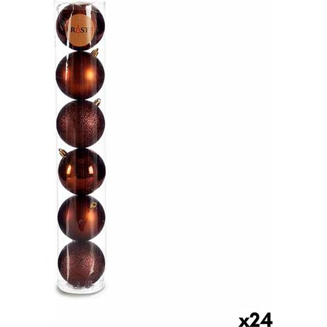Krist Lot de boules de Noël Marron Plastique Ø 8 cm 24 unités (1/4)