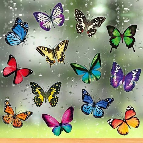 40 Autocollants papillon, vinyle non adhésif, double face, protection oiseaux, fenêtre (1/5)