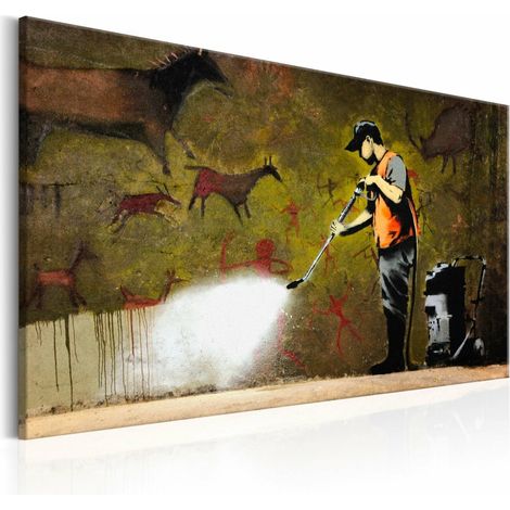 Tableau peinture rupestre par banksy - 90 x 60 cm (1/4)