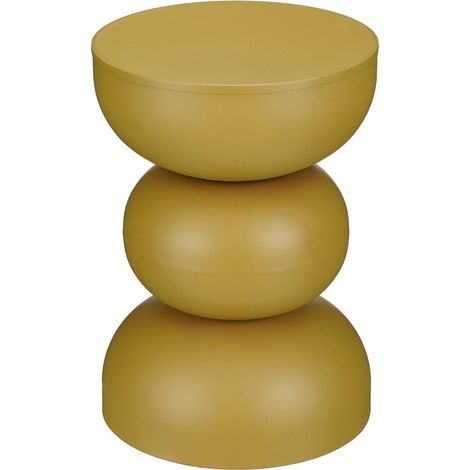 Table d'appoint ronde en fer jaune H46 x Ø32 cm, bout de canapé et table de chevet - PANGIVO (1/5)