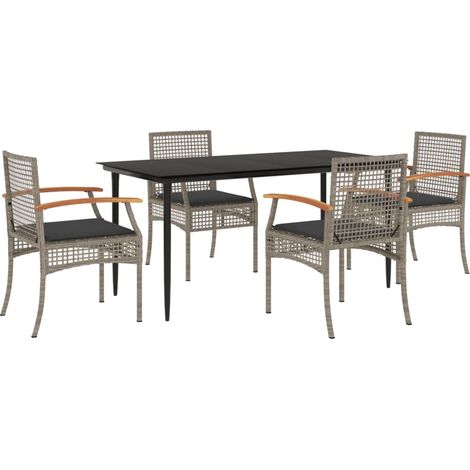 vidaXL Set da Pranzo da Giardino 5 pz con Cuscini in Polyrattan (1/5)